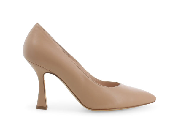 Décolleté Made in Italy Elegante Tacco Alto Tomaia in Pelle Beige D163W-237400